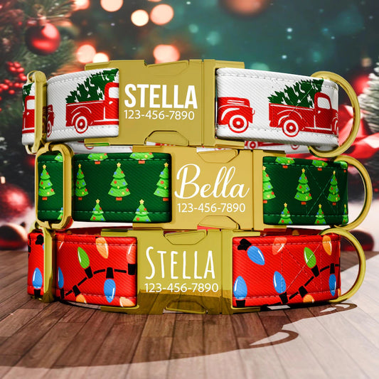 Holiday Theme Dog Collar, Personalized Holiday Collar