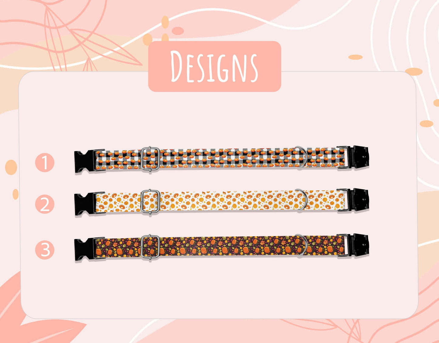 Personalized Fall Pumpkin Dog Collar with Leash: Adjustable Thanksgiving Collar