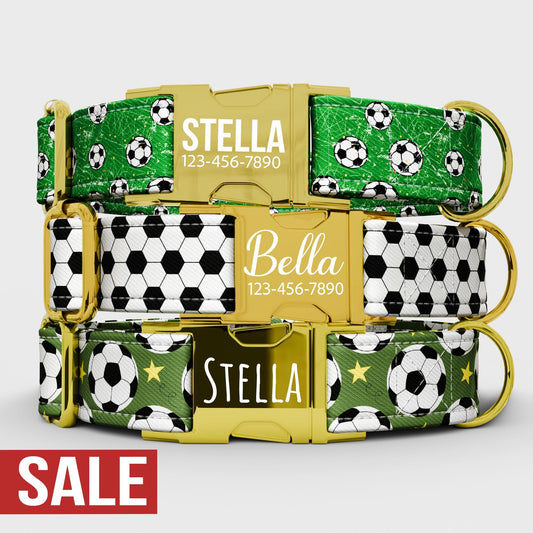 Personalized Soccer Dog Collar with Leash: Handmade Water Repellent Fabric