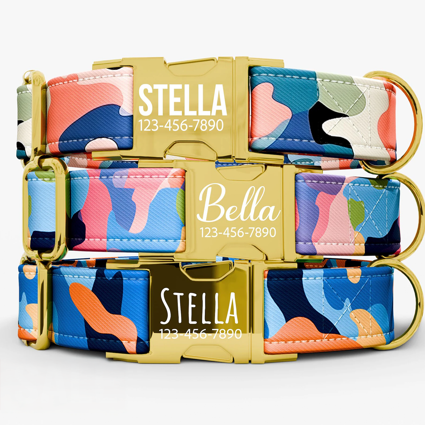 Personalized Camo Dog Collar: Floral Design, Metal Buckle, Handmade