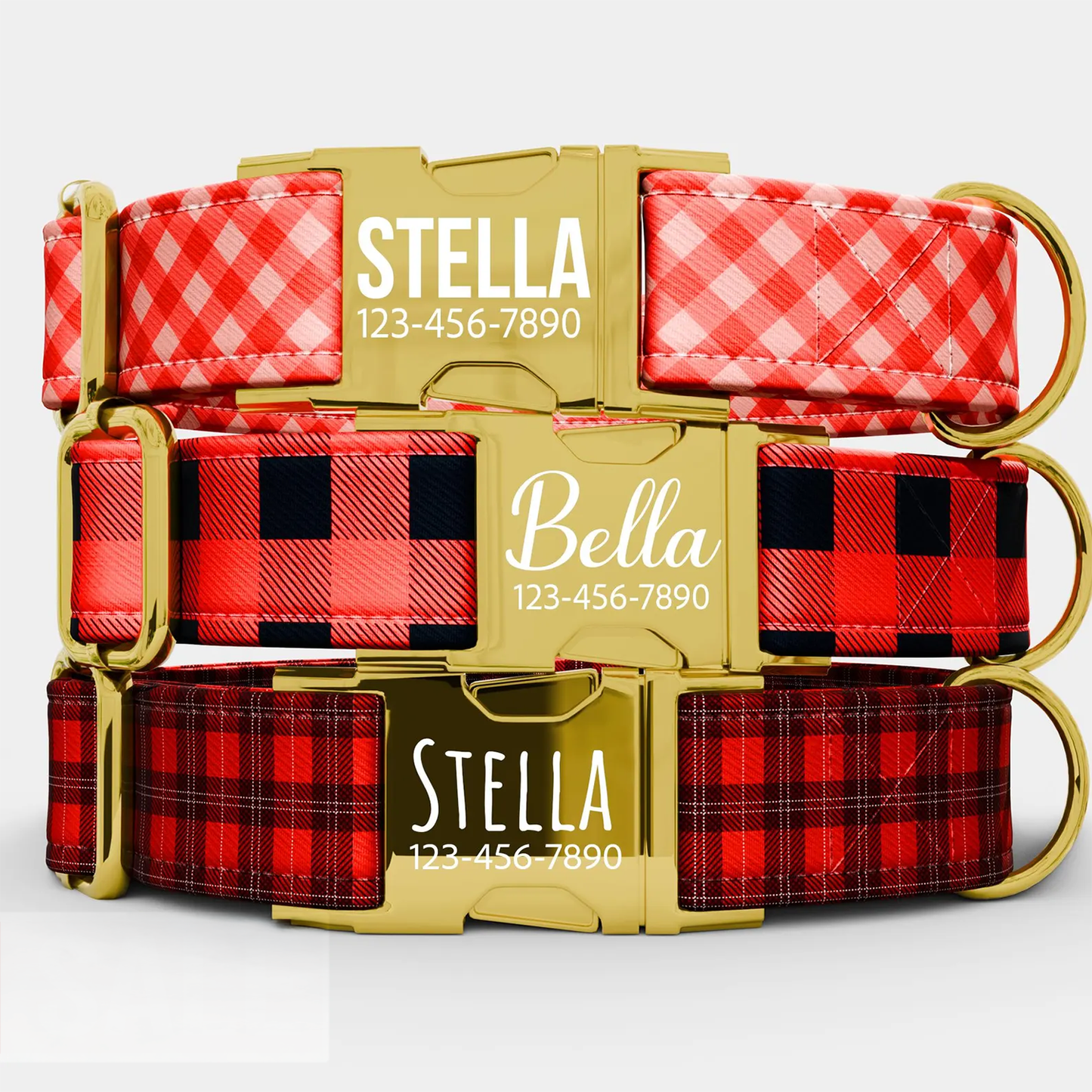 Personalized Plaid Dog Collar: Custom Buffalo Print, Handmade in USA