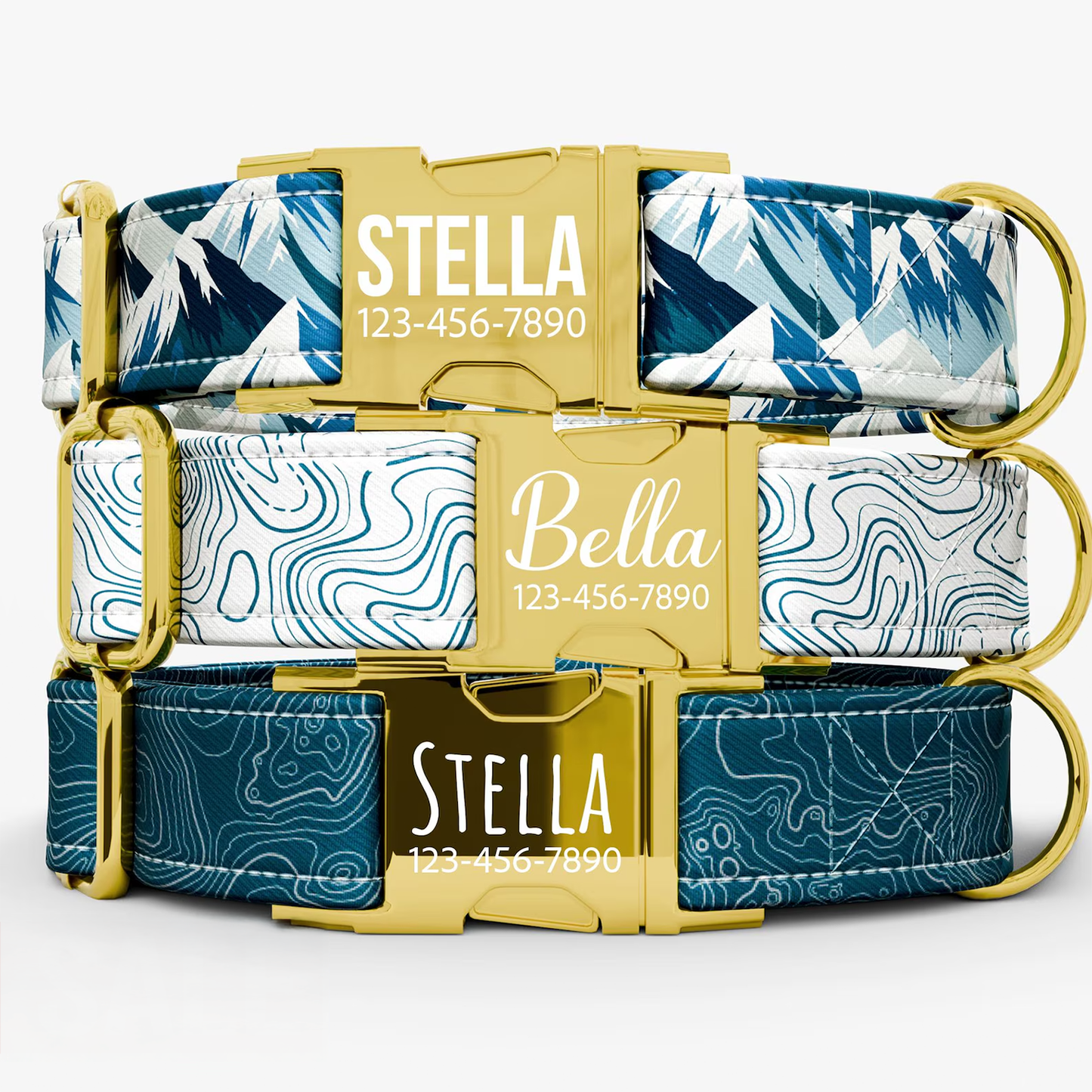 Personalized Topographic Dog Collar: Custom PNW Print, Handmade in USA