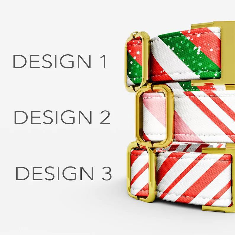 Christmas Candy Cane Dog Collar, Personalized Holiday Collar