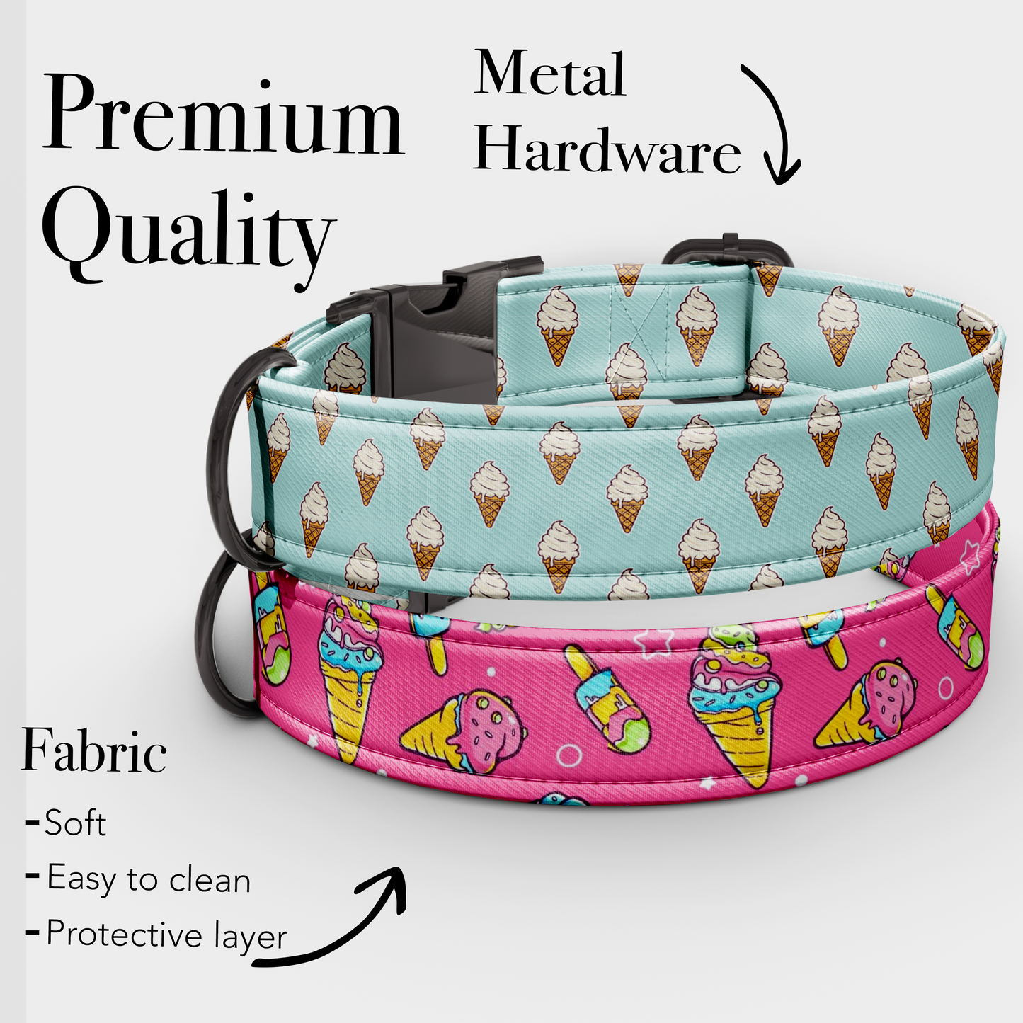 Personalized Ice Cream Theme Dog Collar with Leash