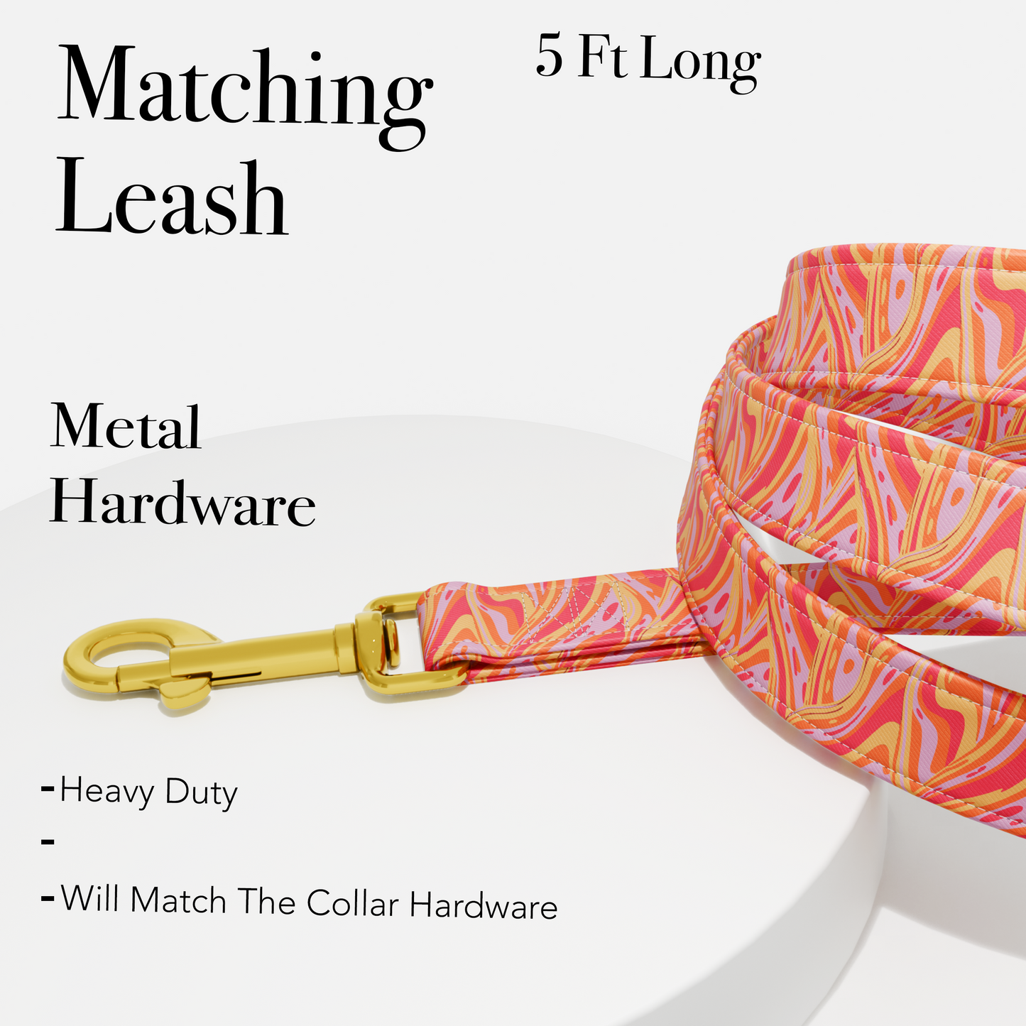 Personalized 70s Groovy Theme Dog Collar with Leash
