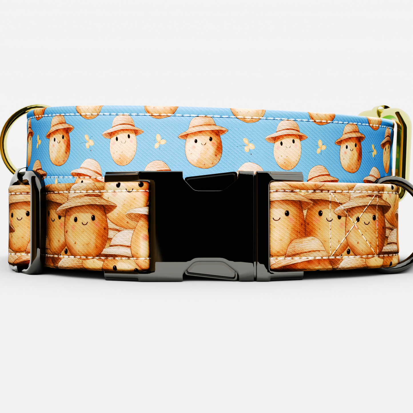Personalized Cute Potato Silly Dog Collar with Leash