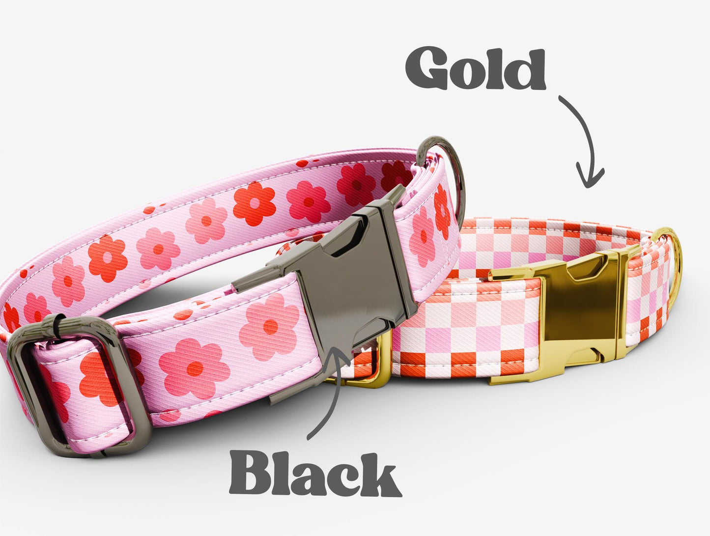 Personalized Pink Floral Dog Collar with Leash: Adjustable Bohemian Design