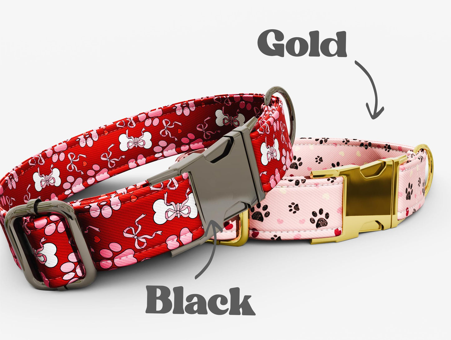 Personalized Pink Floral Dog Collar with Leash: Adjustable Metal Buckle