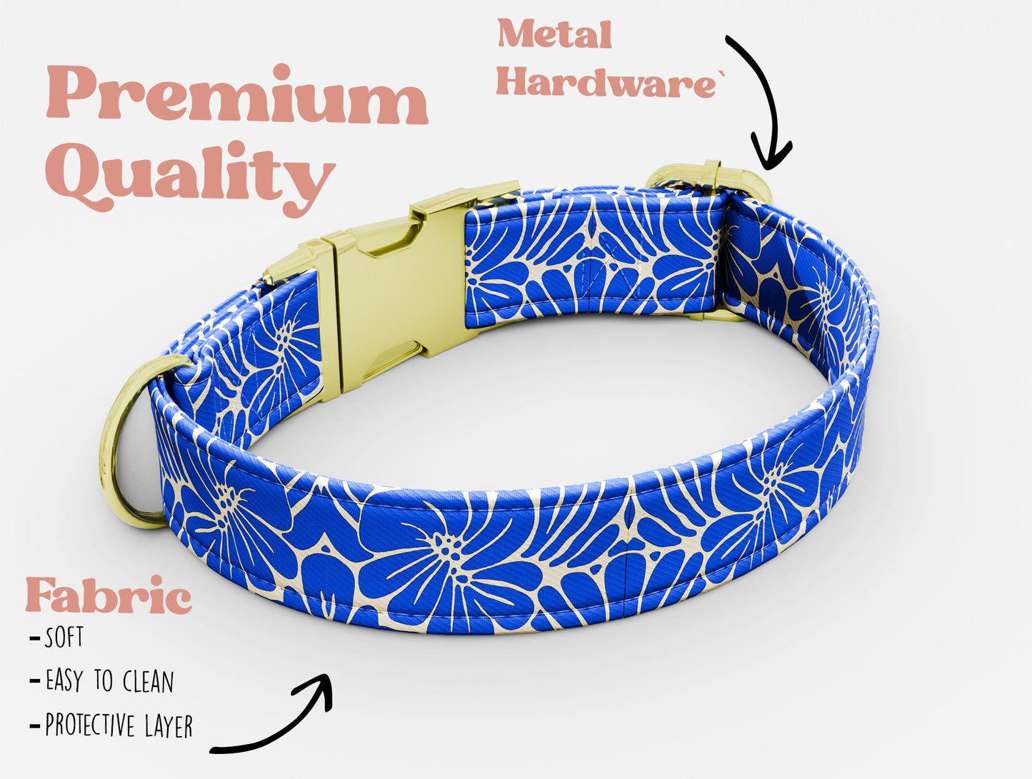 Personalized Bohemian Dog Collar with Leash: Turkish Theme, Metal Buckle