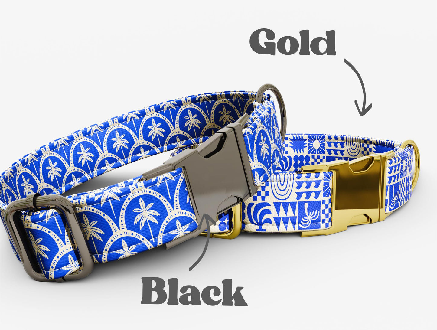Personalized Bohemian Dog Collar with Leash: Turkish Theme, Metal Buckle