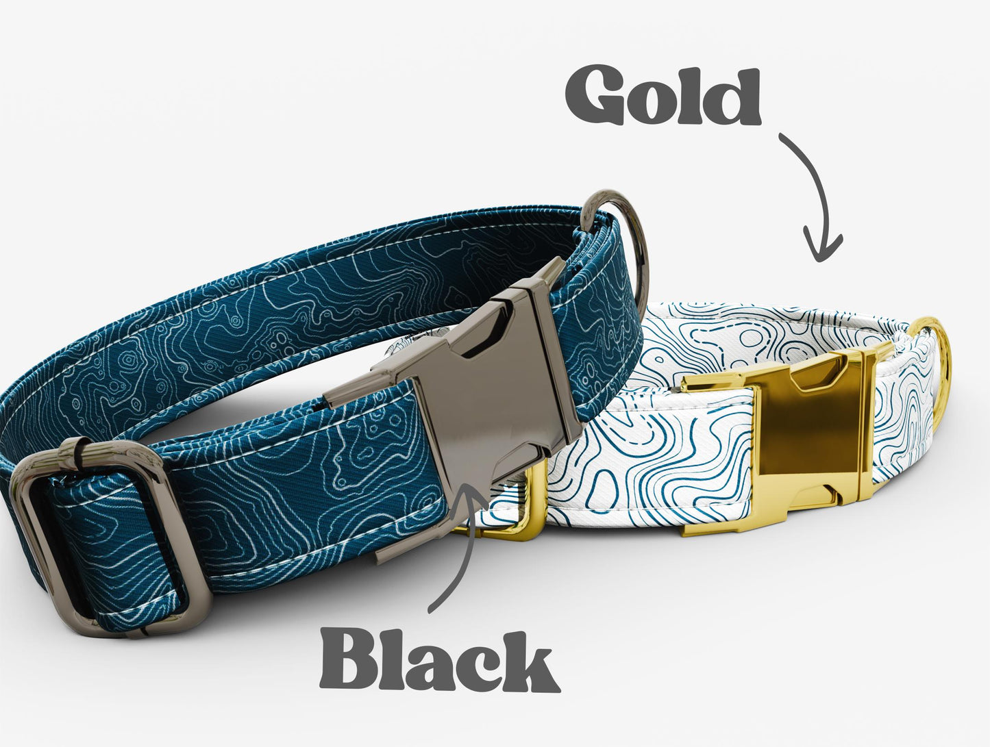 Personalized Topographic Dog Collar: Custom PNW Print, Handmade in USA