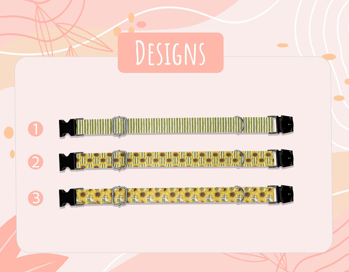 Personalized Sunflower Dog Collar: Teal Autumn Theme, Metal Buckle, USA Handmade