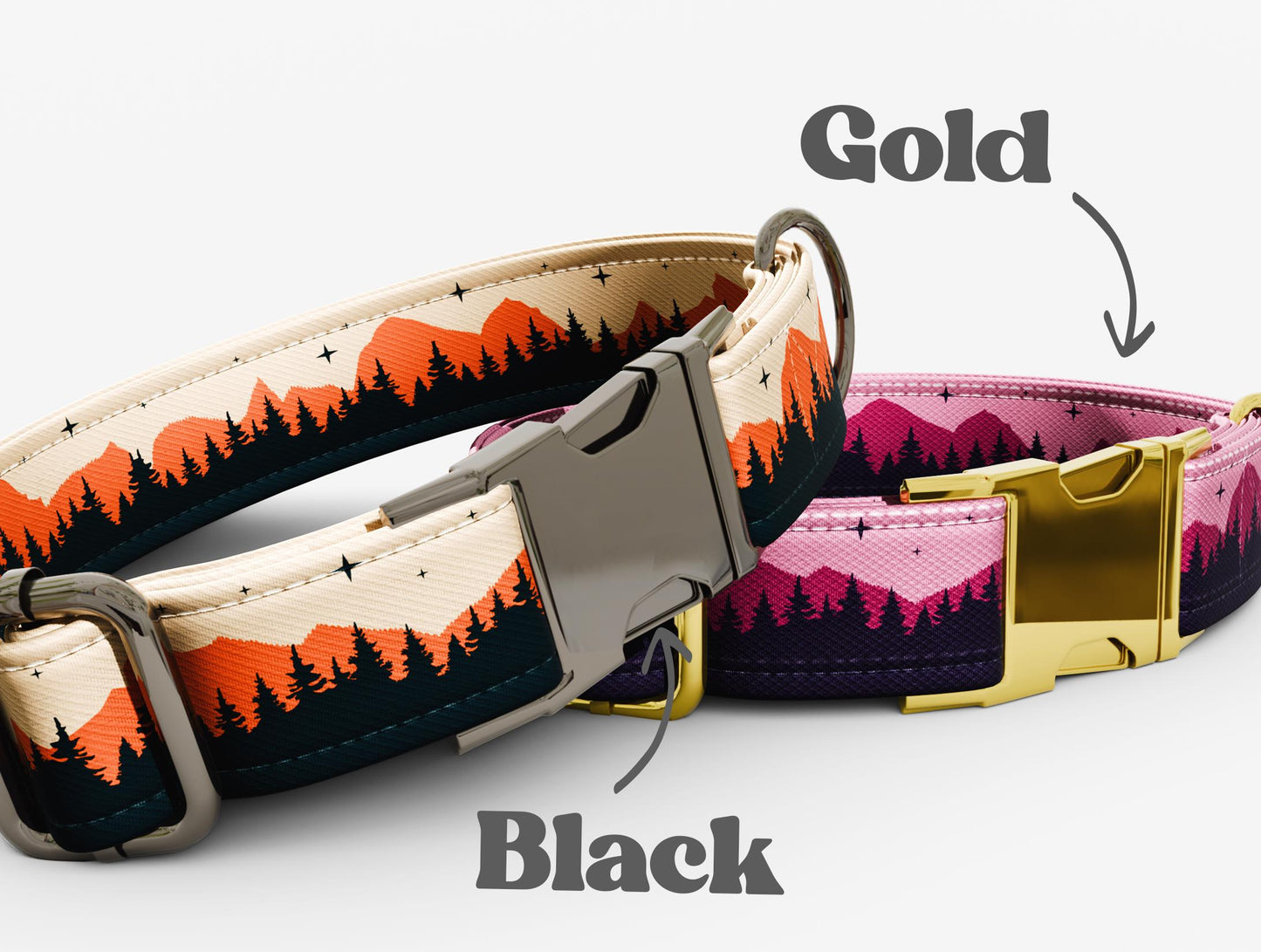 Personalized Mountain Dog Collar: Custom PNW Print, USA Handmade