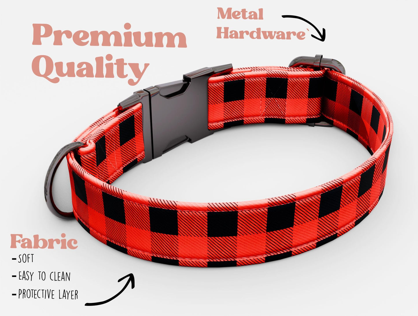 Personalized Plaid Dog Collar: Custom Buffalo Print, Handmade in USA