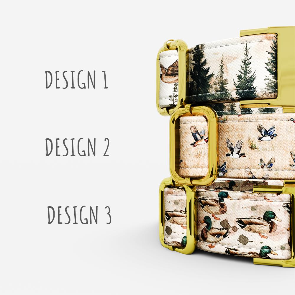 Personalized Duck Hunting Dog Collar: Custom Woodsy Print, USA Handmade