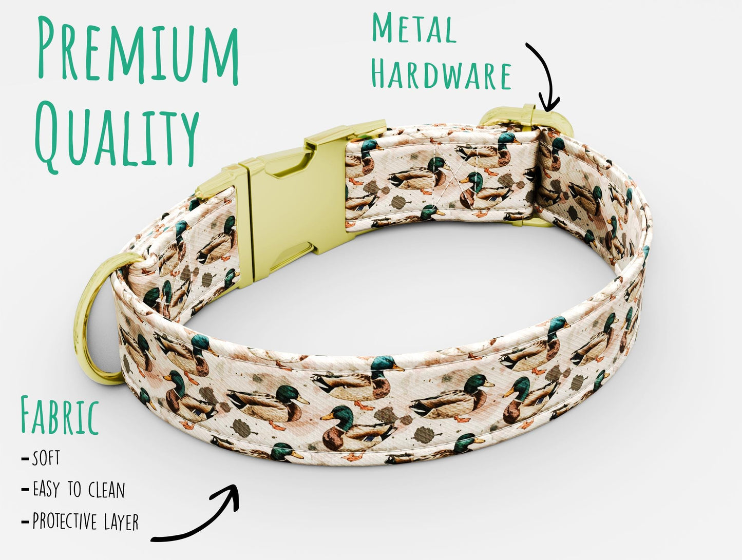 Personalized Duck Hunting Dog Collar: Custom Woodsy Print, USA Handmade