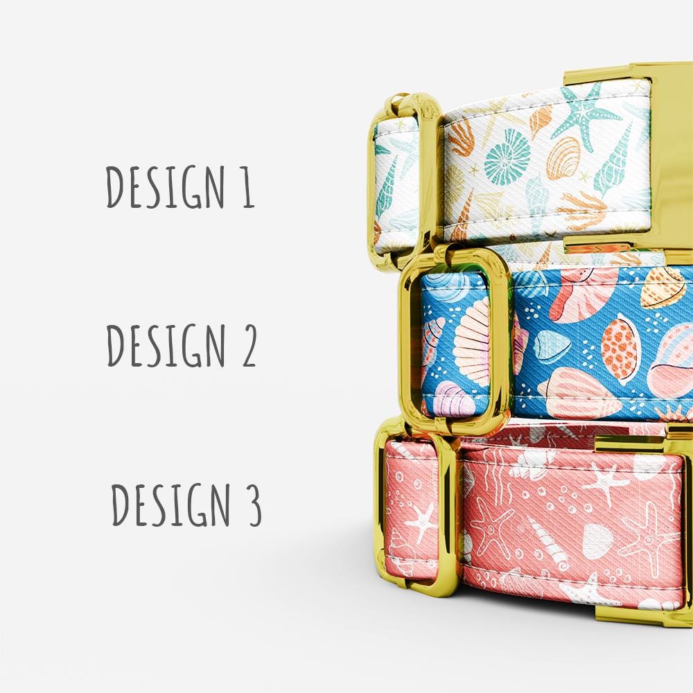 Personalized Ocean Dog Collar with Leash: Seashell Beach Custom Collar