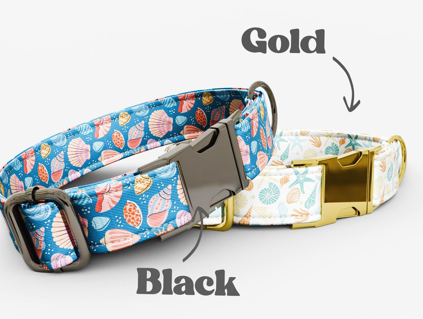 Personalized Ocean Dog Collar with Leash: Seashell Beach Custom Collar