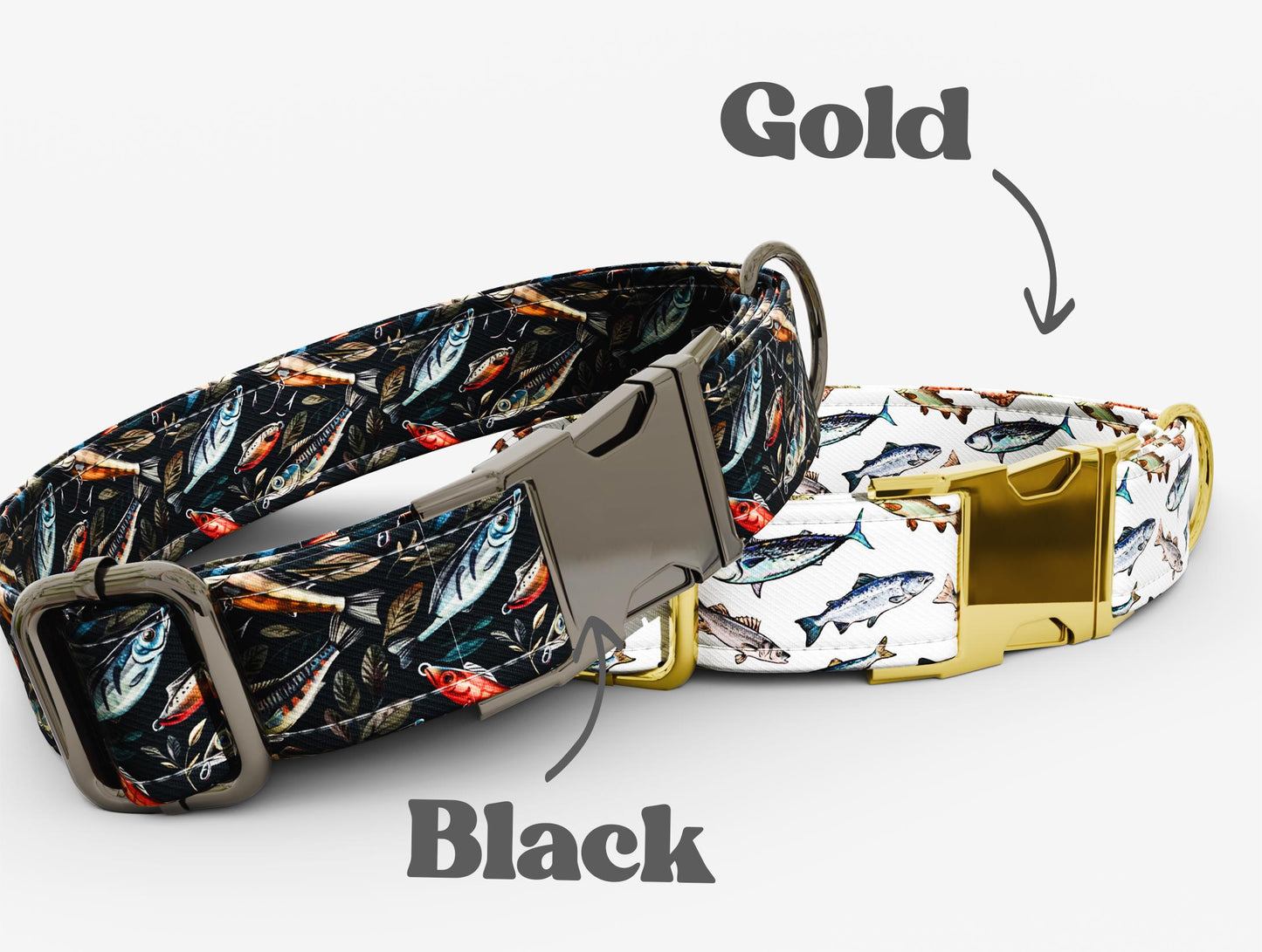 Personalized Fishing Dog Collar with Leash: USA Handmade, Adjustable