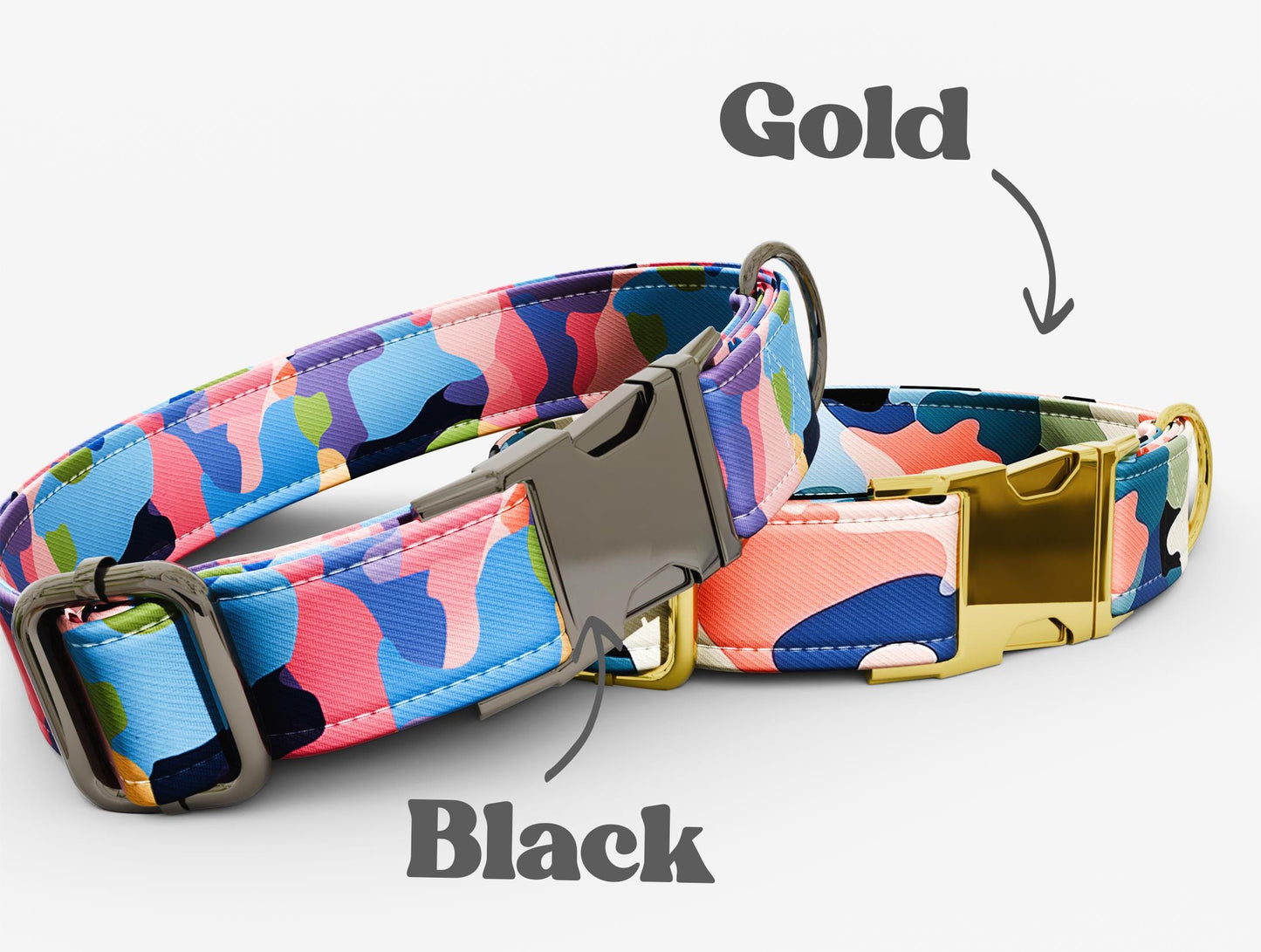 Personalized Camo Dog Collar: Floral Design, Metal Buckle, Handmade