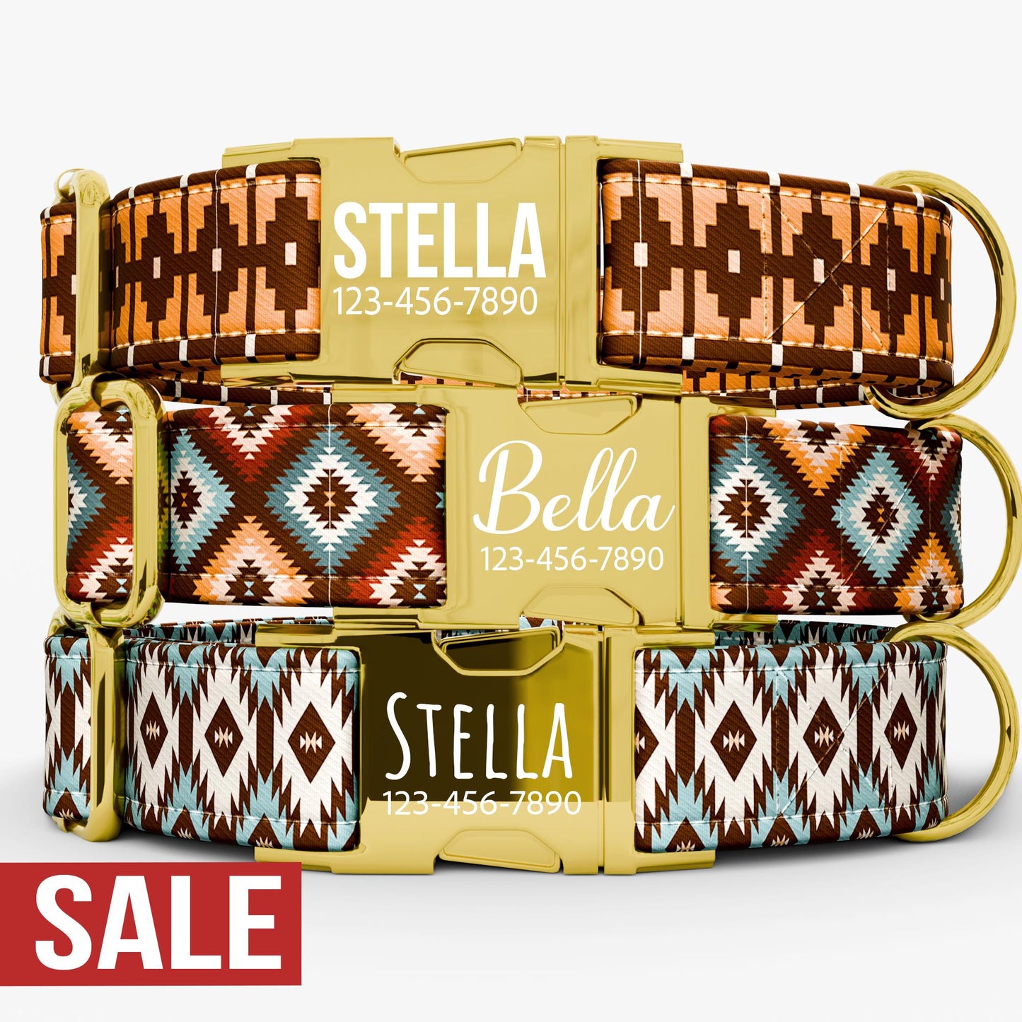 Personalized Boho Floral Dog Collar with Leash: Adjustable Metal Buckle