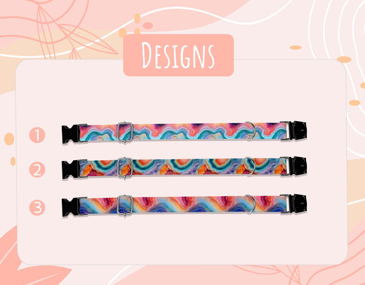 Personalized Marble Gradient Dog Collar with Leash: Bohemian Metal Buckle