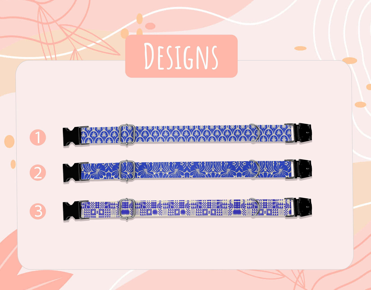 Personalized Bohemian Dog Collar with Leash: Turkish Theme, Metal Buckle