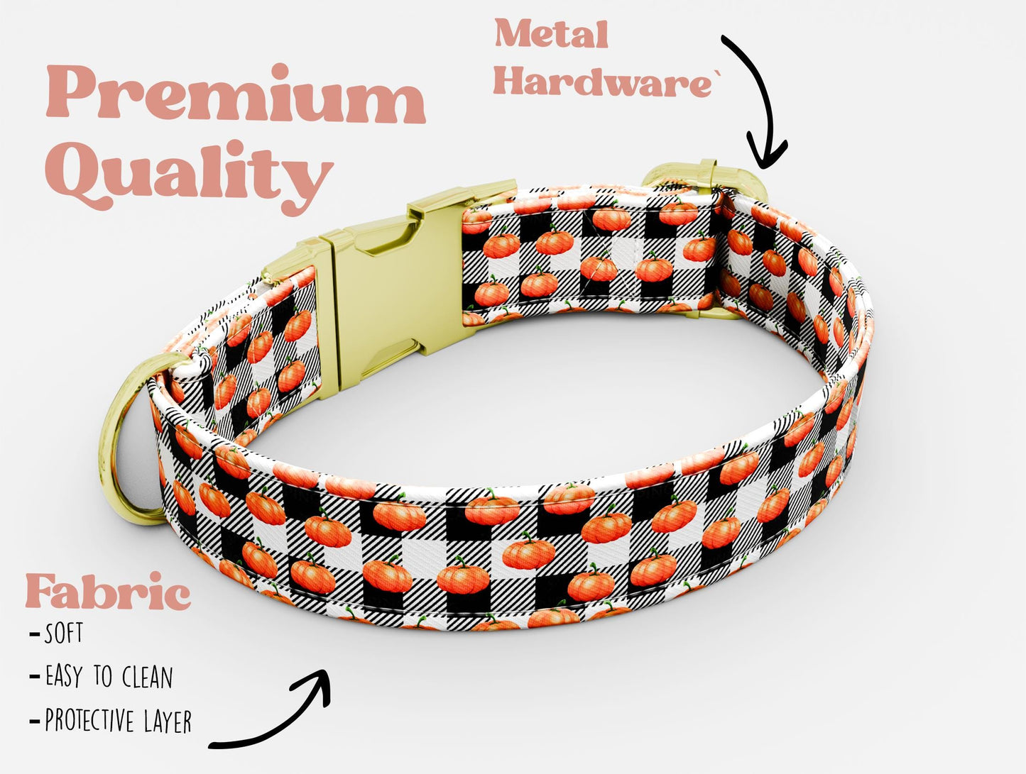 Personalized Fall Pumpkin Dog Collar with Leash: Adjustable Thanksgiving Collar