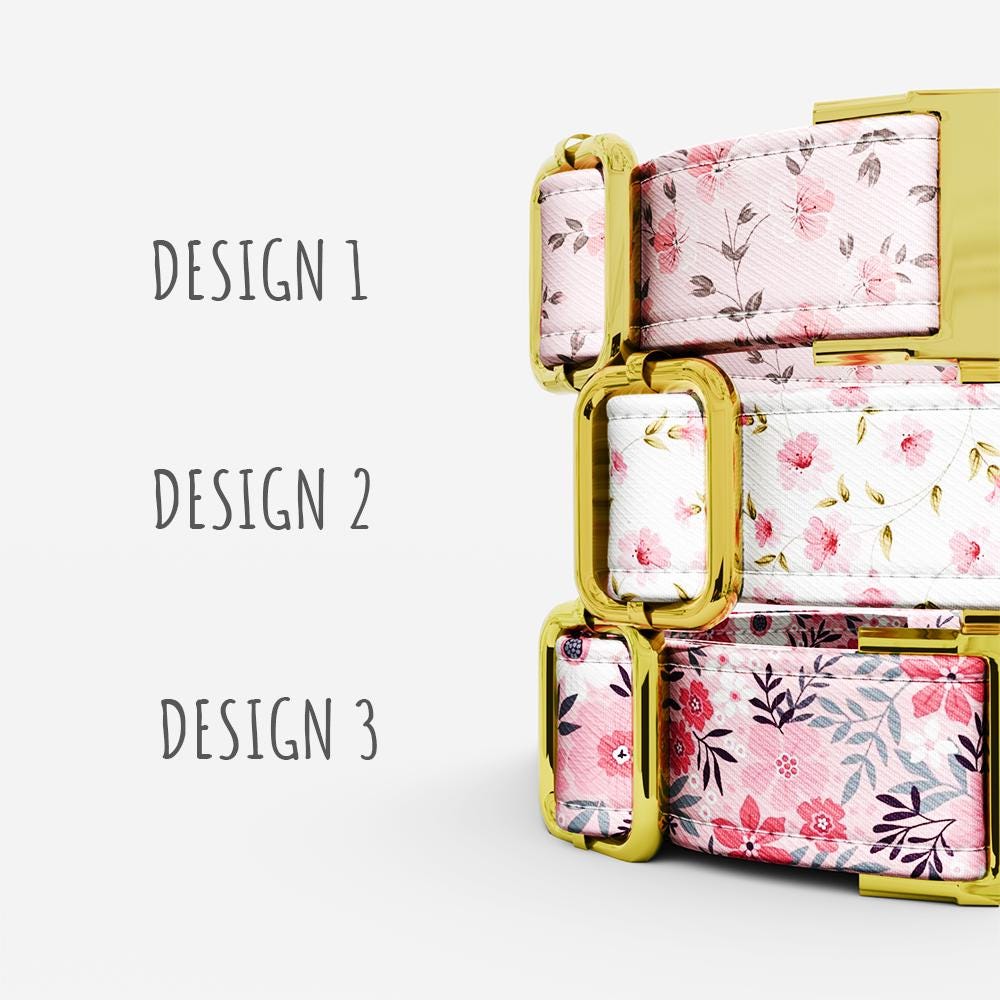 Personalized Watercolor Floral Dog Collar with Leash: Handmade Adjustable Fit