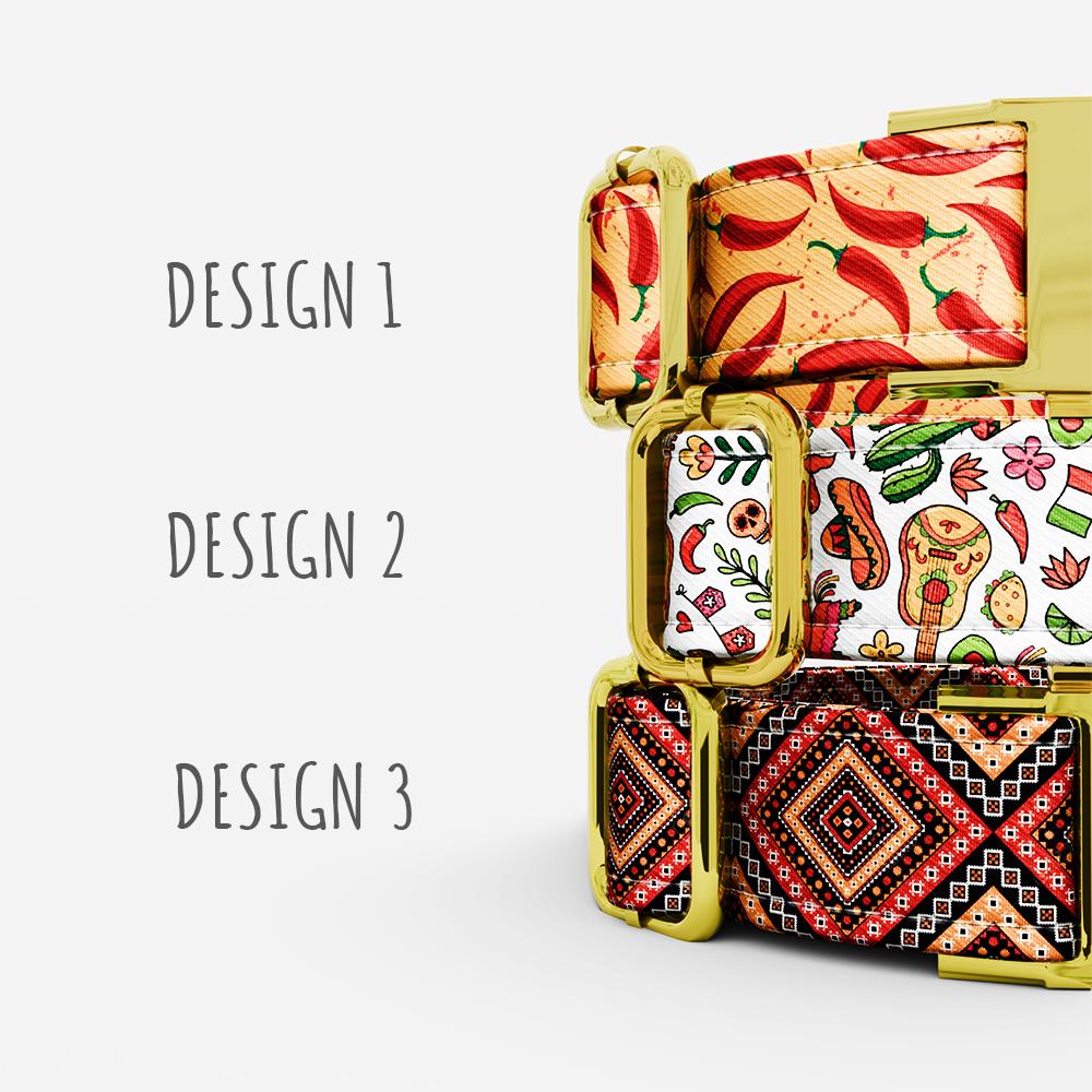 Personalized Mexican Dog Collar with Leash: Handmade Hispanic Theme, Adjustable Metal Buckle