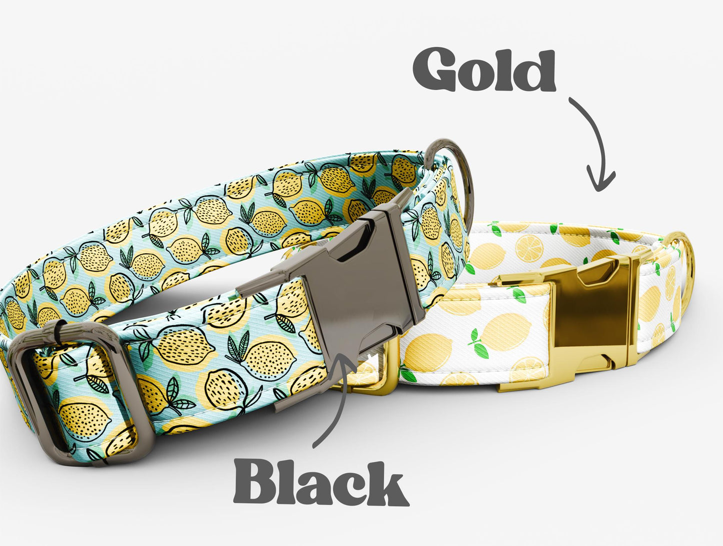 Personalized Lemon Dog Collar with Leash: Summer Lime Theme, USA Handmade