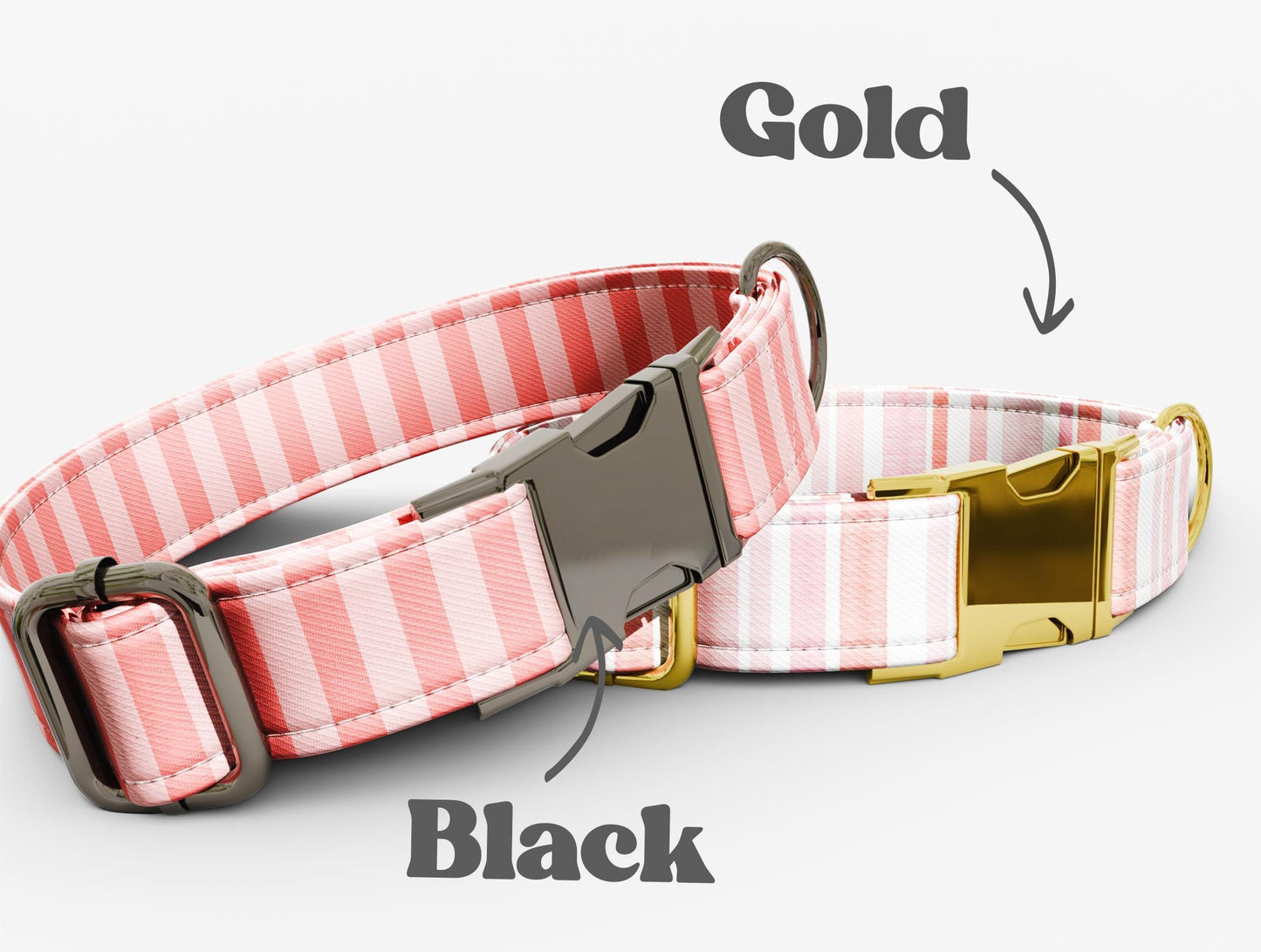 Personalized Striped Dog Collar with Leash: Handmade Water Repellent Fabric