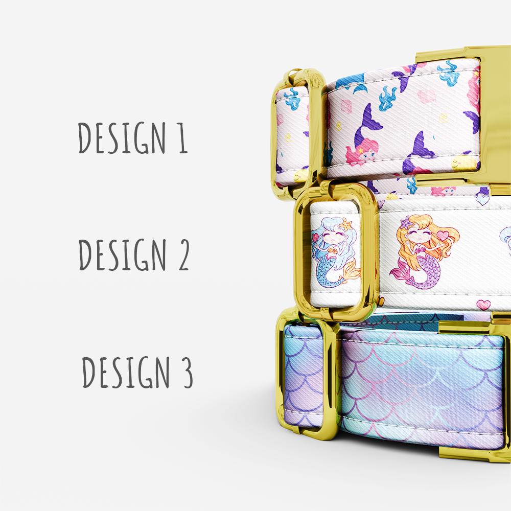 Personalized Mermaid Dog Collar with Leash: Pink Princess Theme, Adjustable