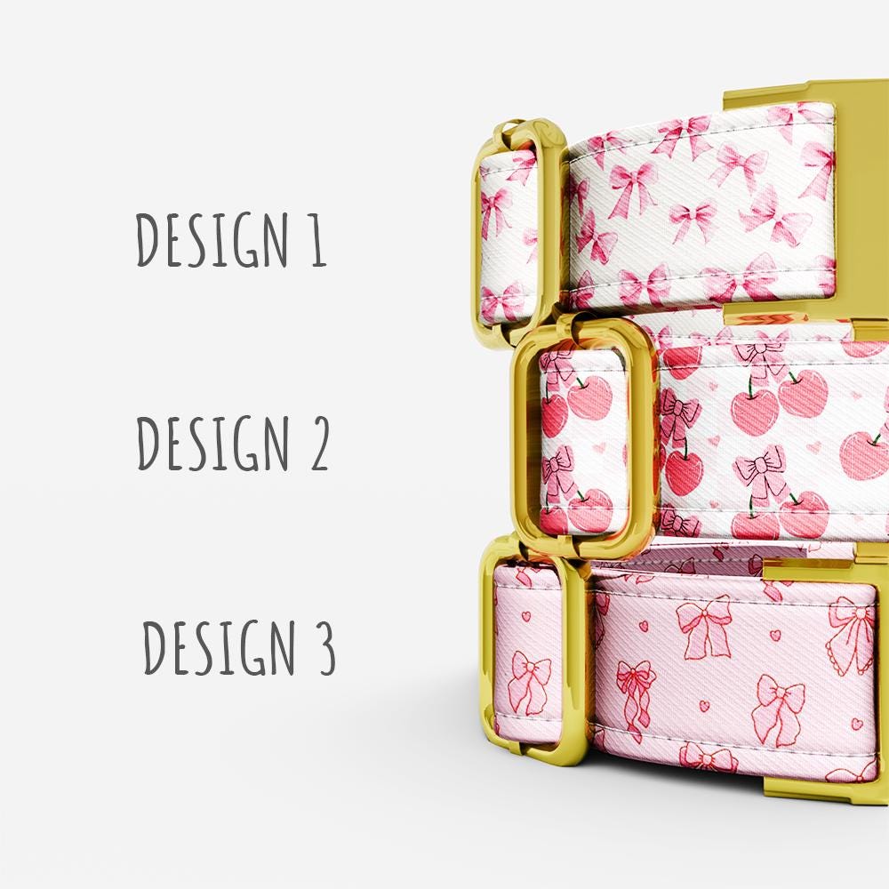 Personalized Pink Bow Dog Collar with Leash: Girly Blush Style, USA Handmade