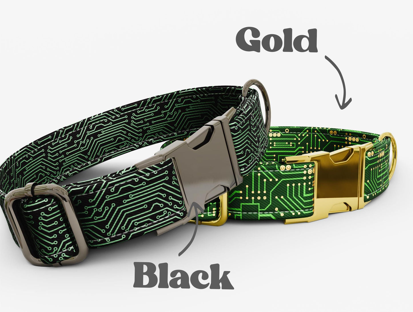 Personalized Circuit Board Dog Collar with Leash: Tech Style, Adjustable Metal Buckle