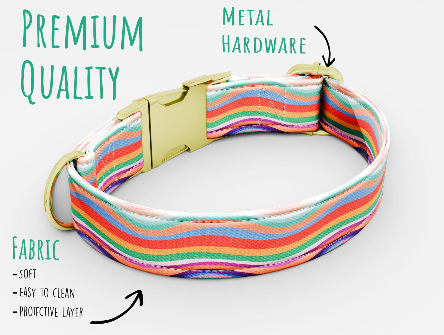 Personalized 70s Disco Dog Collar with Leash: Custom Metal Buckle