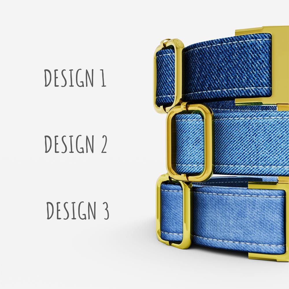 Personalized Denim Dog Collar with Leash: Adjustable Metal Buckle