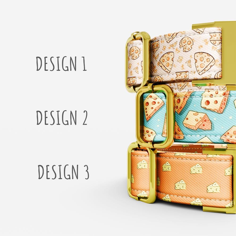 Custom Cheese Dog Collar with Leash: Adjustable, Handmade in USA