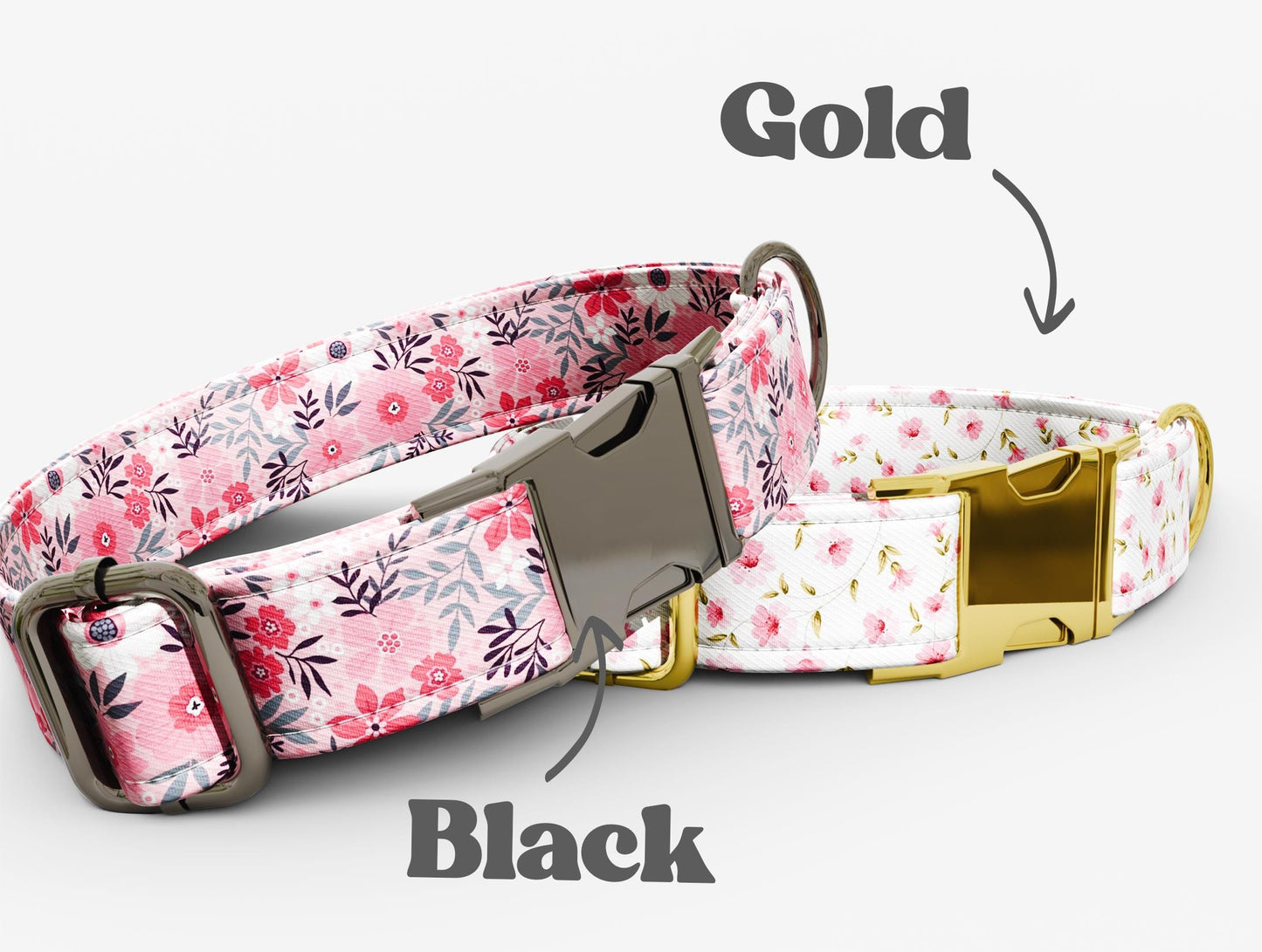 Personalized Watercolor Floral Dog Collar with Leash: Handmade Adjustable Fit
