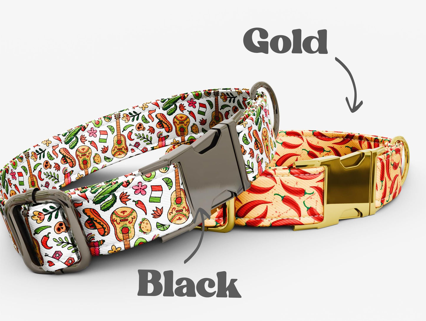 Personalized Mexican Dog Collar with Leash: Handmade Hispanic Theme, Adjustable Metal Buckle