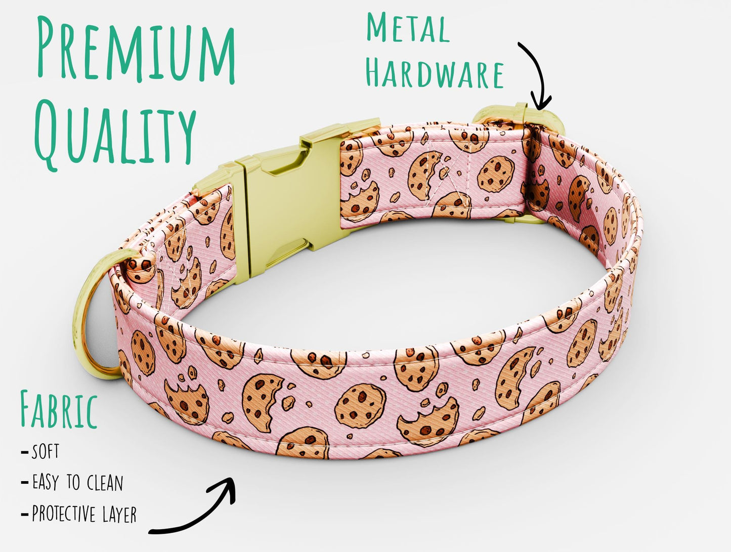Personalized Cookie Dog Collar with Leash: Handmade Adjustable Fit