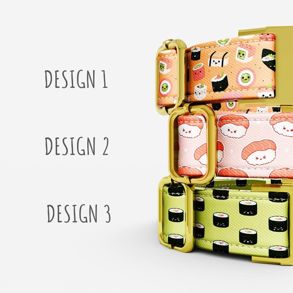 Personalized Sushi Dog Collar with Leash: Japanese Style, USA Handmade
