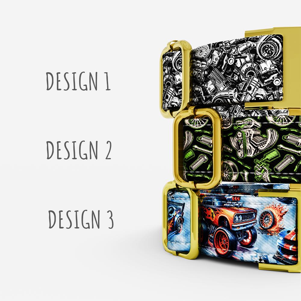 Personalized Race Car Dog Collar with Leash: Adjustable, Handmade