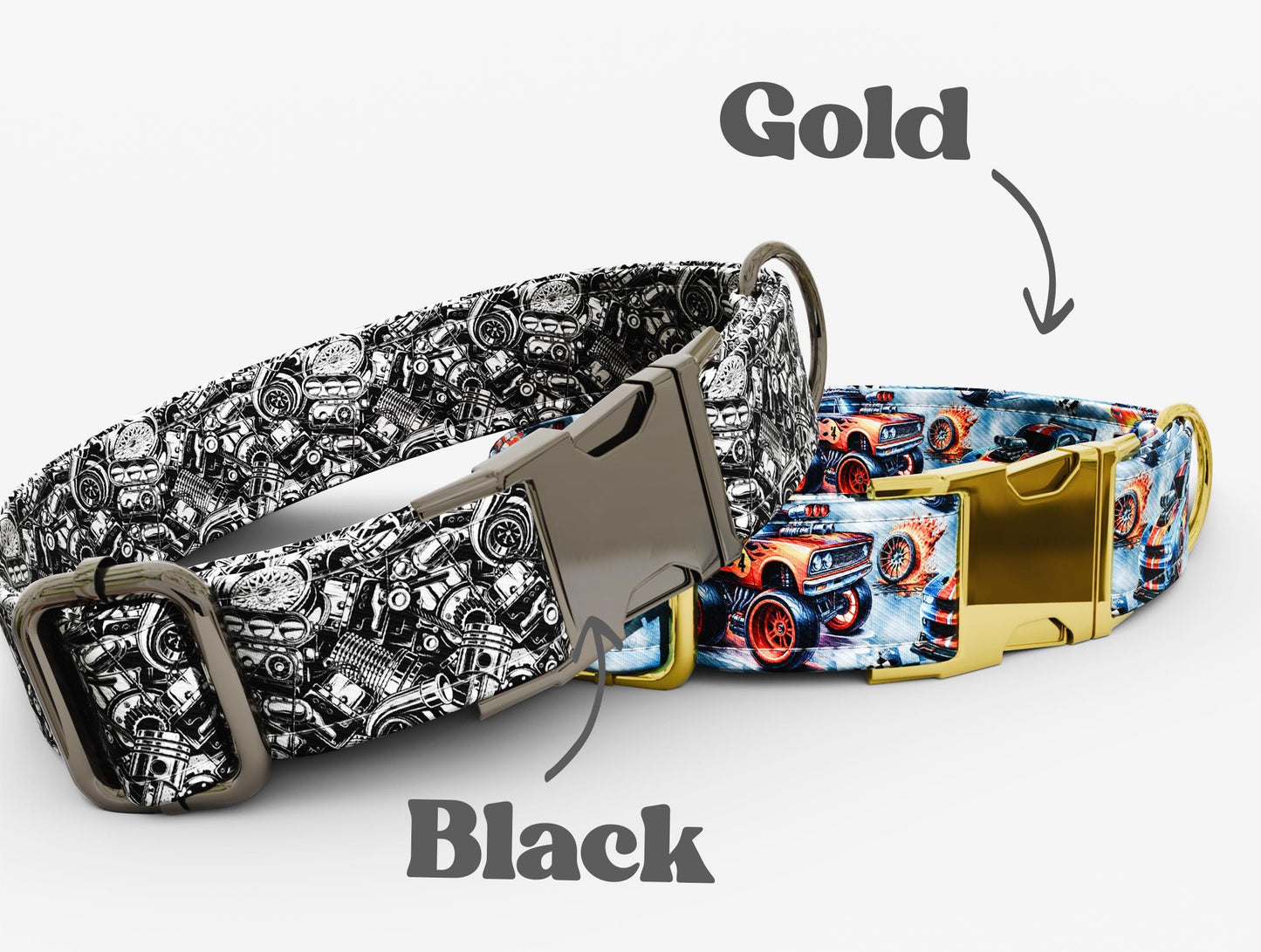 Personalized Race Car Dog Collar with Leash: Adjustable, Handmade