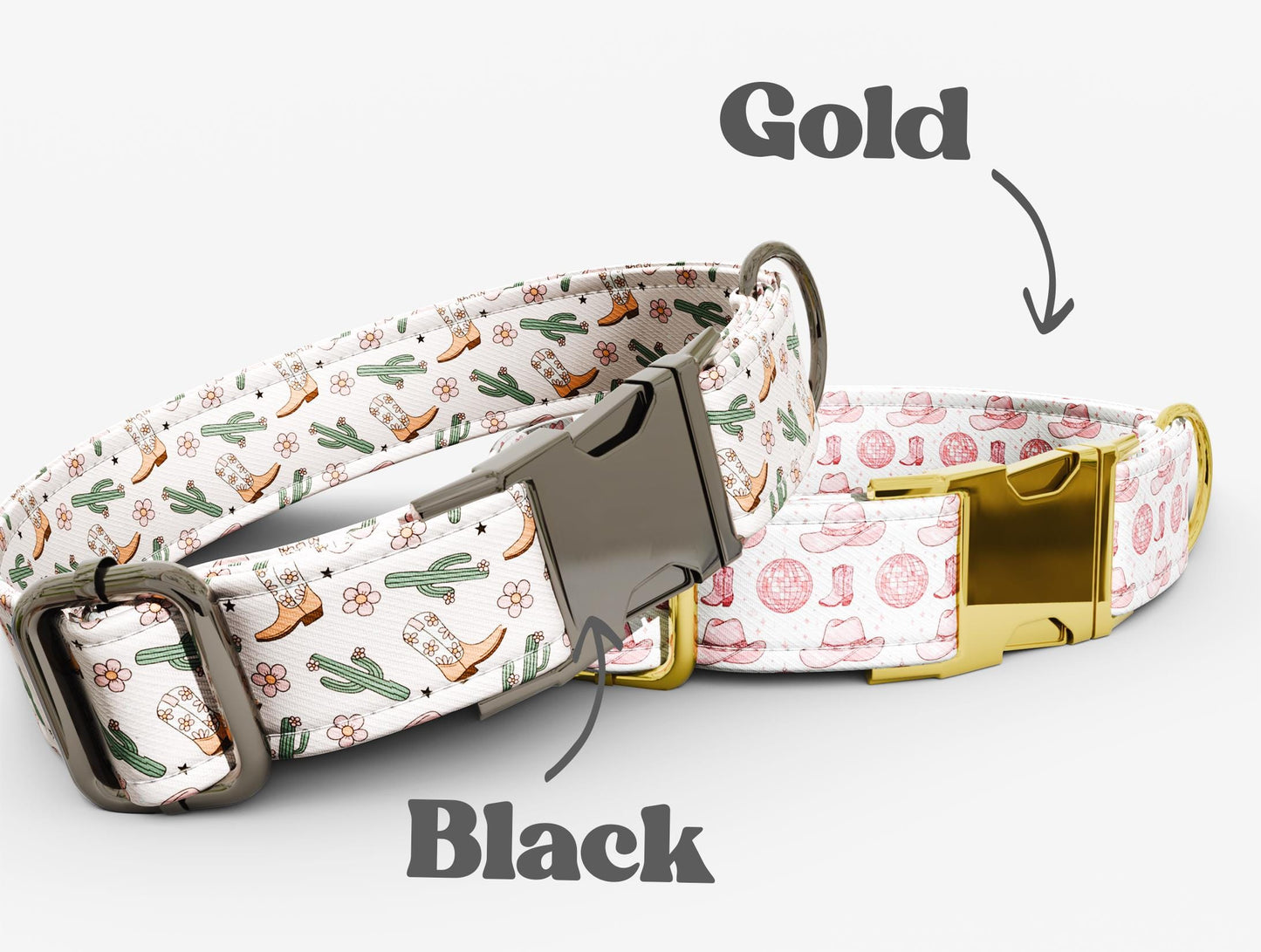 Personalized Cowgirl Dog Collar with Leash: Girly Western Theme, Adjustable