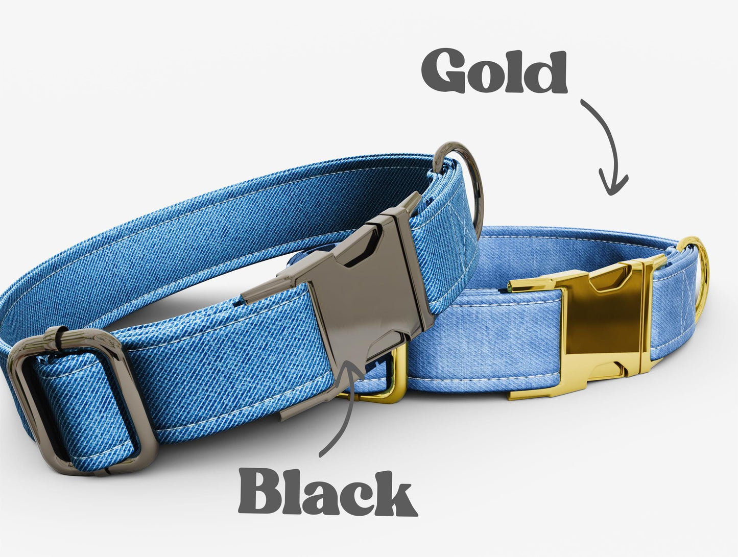 Personalized Denim Dog Collar with Leash: Adjustable Metal Buckle