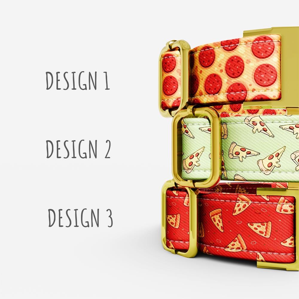 Pizza Dog Collar with Leash: Personalized Pepperoni Fast Food Theme