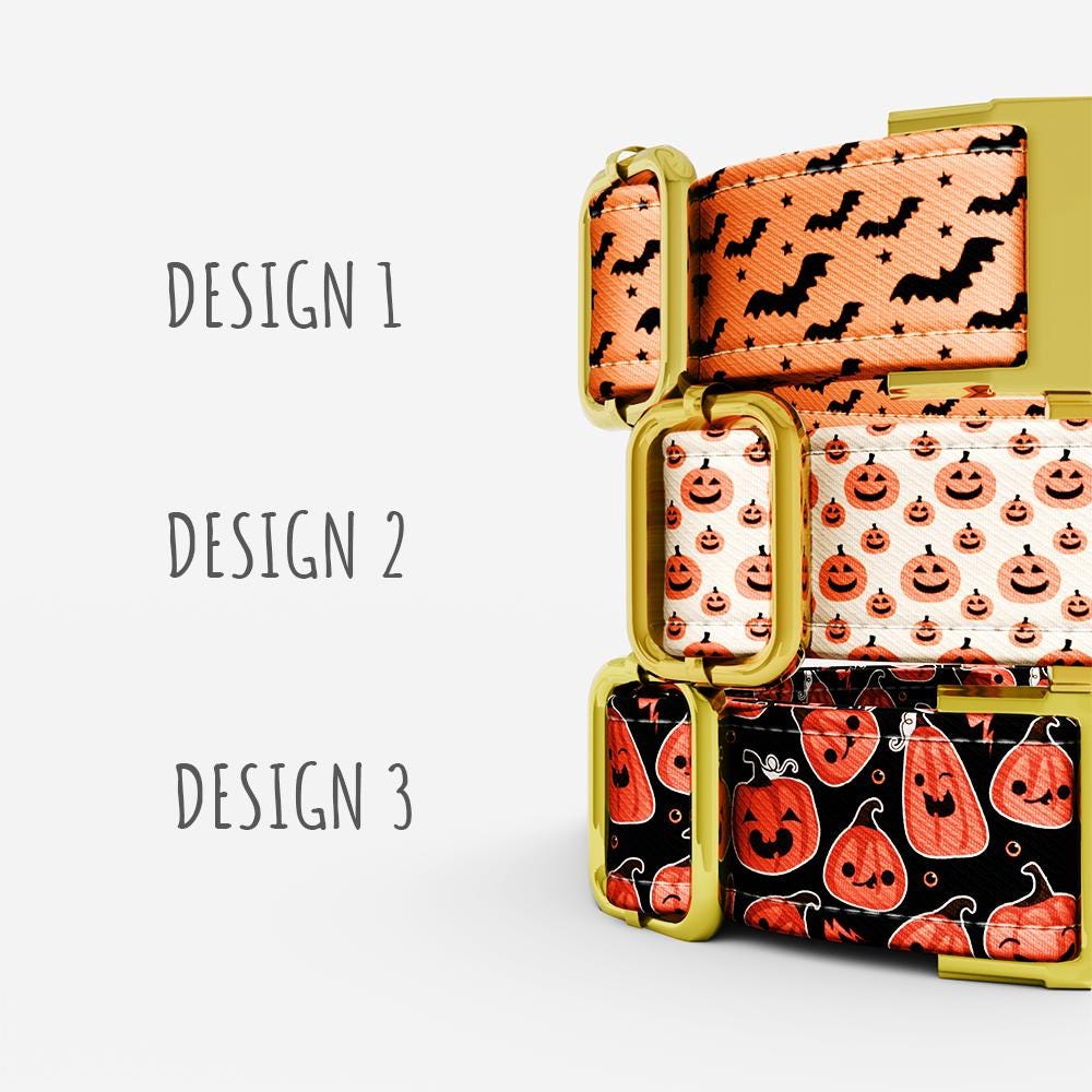 Halloween Pumpkin Dog Collar with Leash: Trick or Treat Theme, Adjustable, Handmade