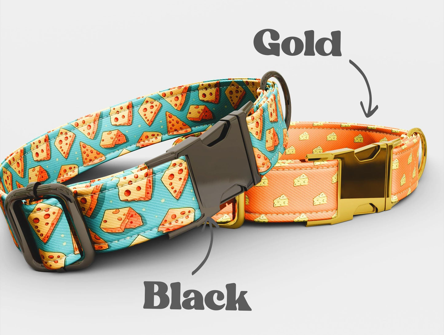 Custom Cheese Dog Collar with Leash: Adjustable, Handmade in USA