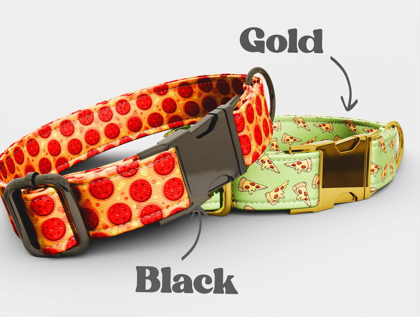 Pizza Dog Collar with Leash: Personalized Pepperoni Fast Food Theme